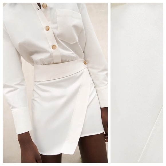 🌹NWT. Zara Cream Mini Shirt Dress. Size S - Picture 2 of 9